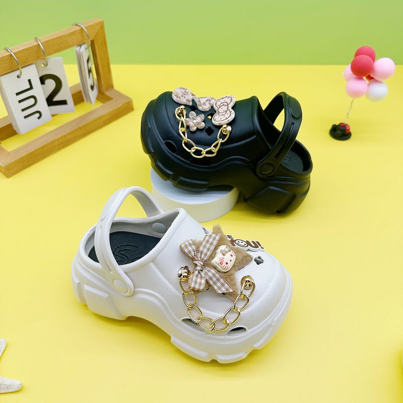 New Fashionable Boys And Girls Slippers Cartoon Chain Five-Pointed Star Kt Cat Versatile Eva Hole Shoes Soft Bottom Anti-Slip Bag - Image 5