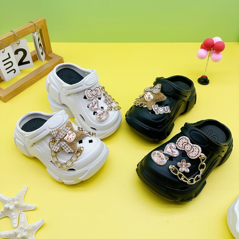 New Fashionable Boys And Girls Slippers Cartoon Chain Five-Pointed Star Kt Cat Versatile Eva Hole Shoes Soft Bottom Anti-Slip Bag - Image 2