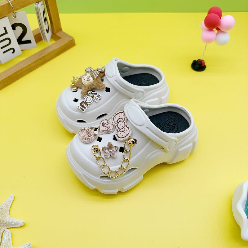 New Fashionable Boys And Girls Slippers Cartoon Chain Five-Pointed Star Kt Cat Versatile Eva Hole Shoes Soft Bottom Anti-Slip Bag - Image 3