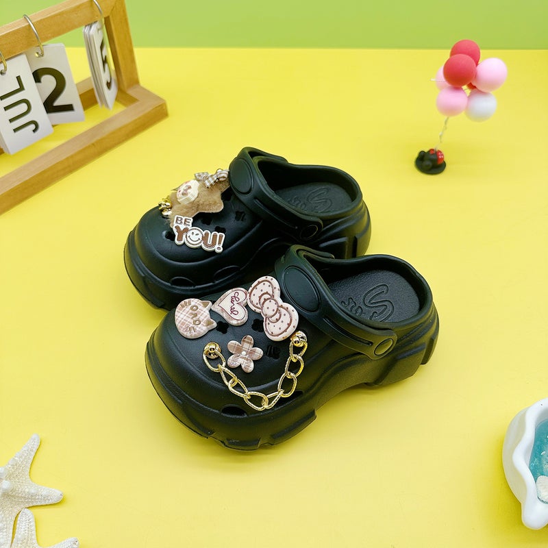 New Fashionable Boys And Girls Slippers Cartoon Chain Five-Pointed Star Kt Cat Versatile Eva Hole Shoes Soft Bottom Anti-Slip Bag - Image 4