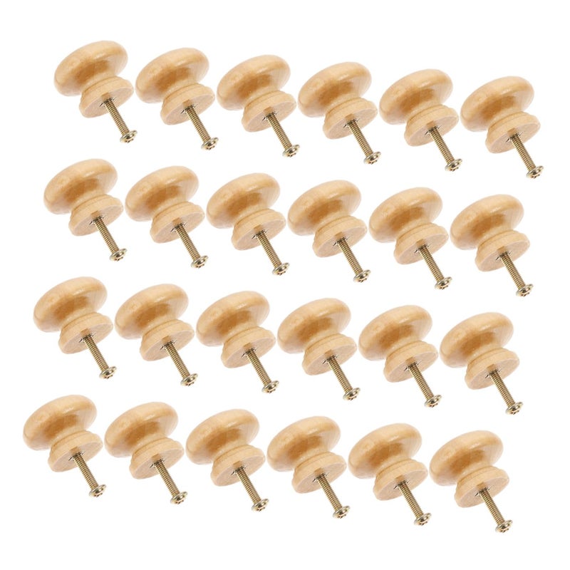 24pcs Wooden Round Mushroom Cabinet Knobs Lacquer Finish Medium Size Drawer Pulls - Image 2