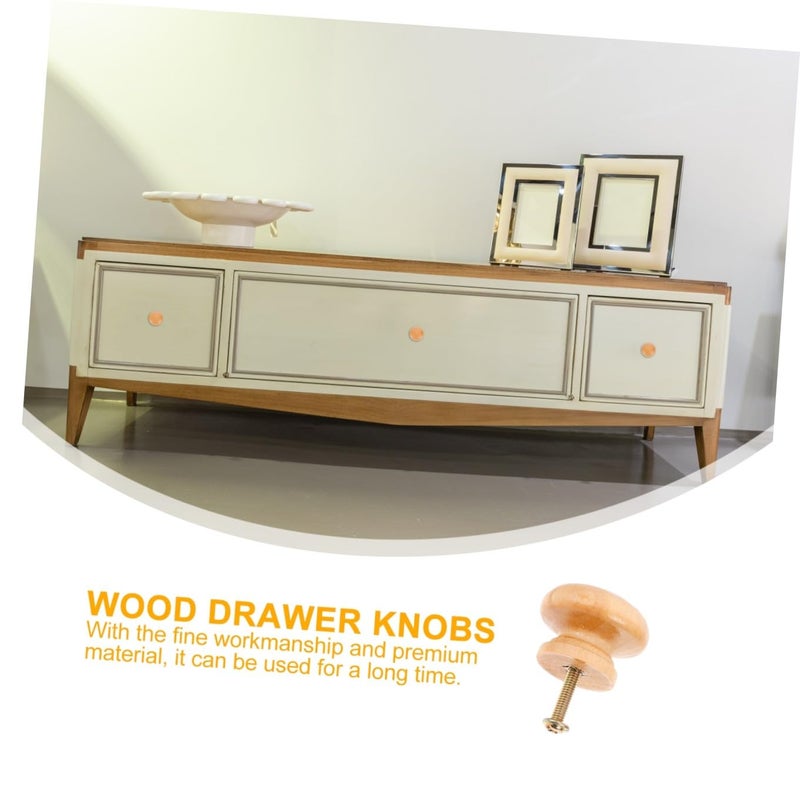 24pcs Wooden Round Mushroom Cabinet Knobs Lacquer Finish Medium Size Drawer Pulls - Image 4