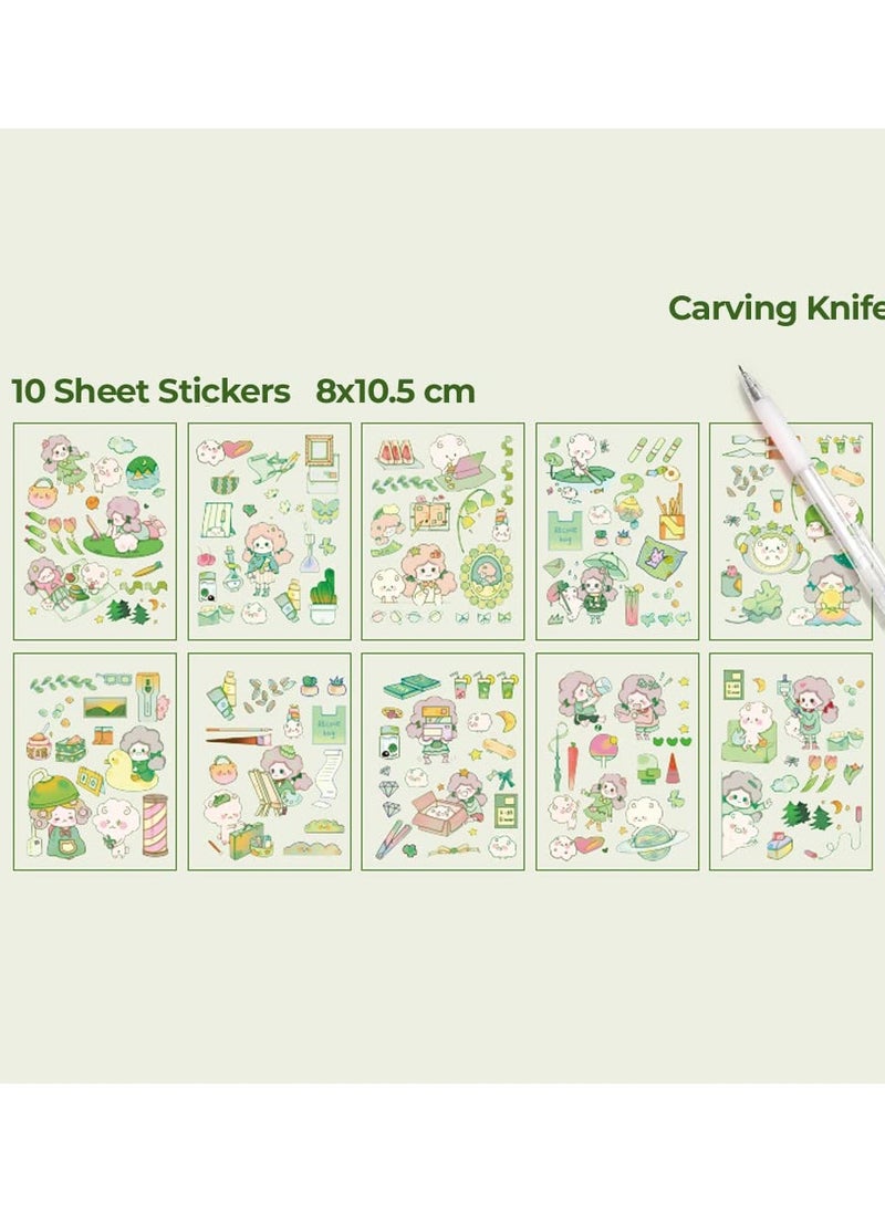 Excefore Cute Washi Tape Memo Pad Stickers Set, Gift Wrapping, Aesthetic Supplies, Planners, Bullet Journal  - Image 3