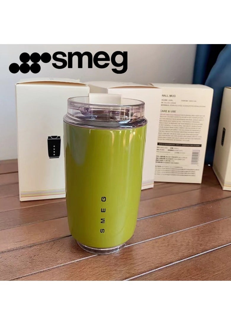 smeg - 320ML Beverage Cup Travel Portable Car Drinking Cup Stainless Steel Vacuum Leak proof 320ML Coffee Thermos（Green） - Image 1
