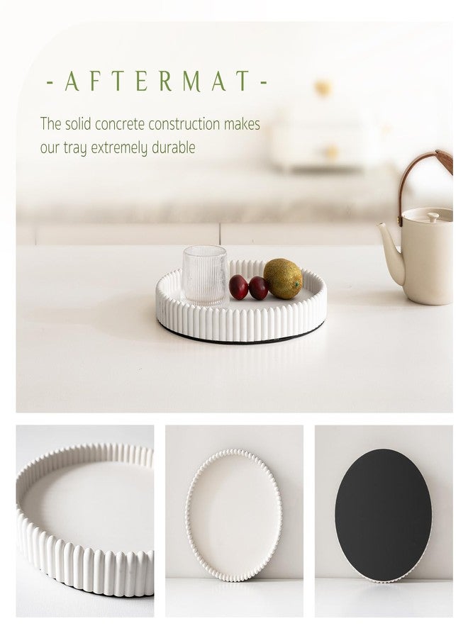 صينية طاولة قهوة، صينية دائرية للديكور المنزلي، صواني ديكور طاولة قهوة بيضاء من الخرسانة، صواني تقديم مزخرفة لطاولة الطعام - Image 5