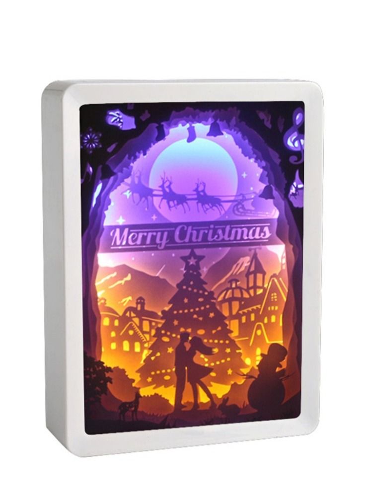 NIBEMINENT Festive Creative Home Photo Frame Gift Bedside Ambient 3D DIY Paper Sculpture Lamp 