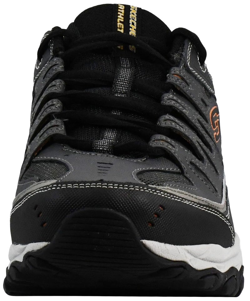 Skechers Men's Afterburn M. Fit Fashion Sneakers – Leather Upper, Memory Foam Insole, Rubber Outsole, Charcoal/Gray, 11 X-Wide - Image 3