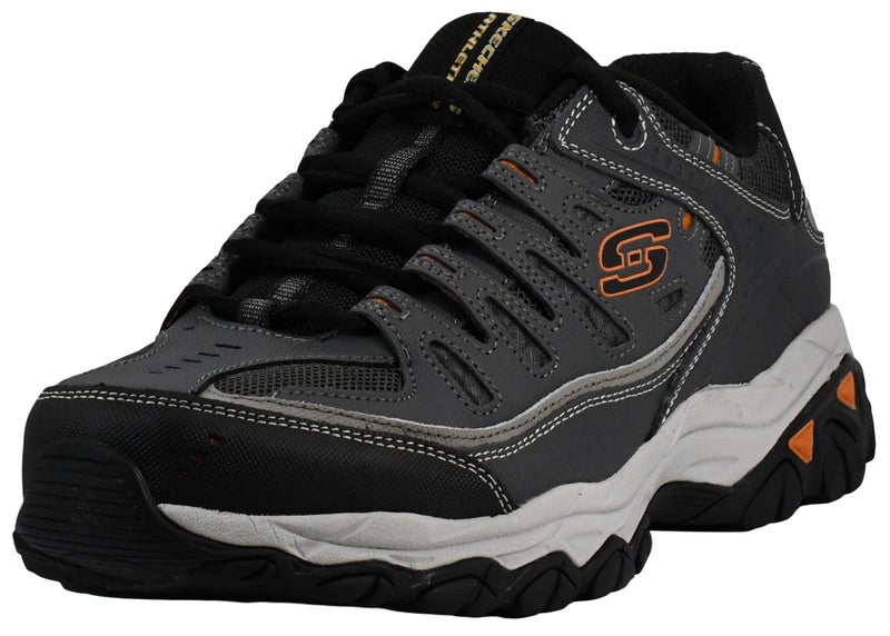 Skechers Men's Afterburn M. Fit Fashion Sneakers – Leather Upper, Memory Foam Insole, Rubber Outsole, Charcoal/Gray, 11 X-Wide - Image 1