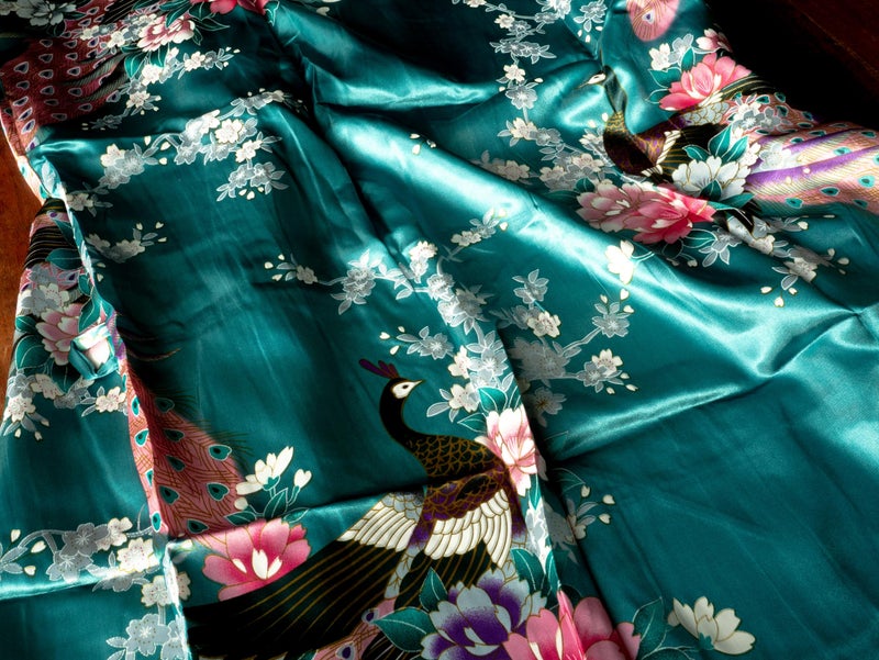 CCcollections Kimono robe long 16 colors PREMIUM Peacock bridesmaid bridal shower womens gift (Green Dark) - Image 2