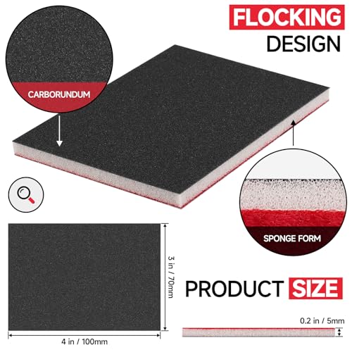 Shineboc 20 Pcs 3 x 4 Inch 1803000 Grit Sanding Sponge Set Ultra Fine Sanding Sponges Pads Soft Foam Hand Sander Block Wet Dry Sandpaper for Model Drywall Metal Wood Furniture Polishing - Image 3