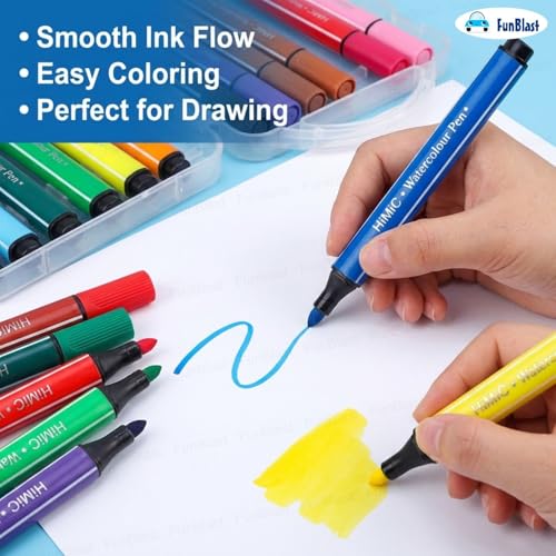 FunBlast Washable Watercolor Pens Set - Colouring Kit Art Markers Colour Sketch Pens Set Kids Artists Sketching Drawing Materials Craft Supplies Return Gift (24 watercolor pen set) - Image 3