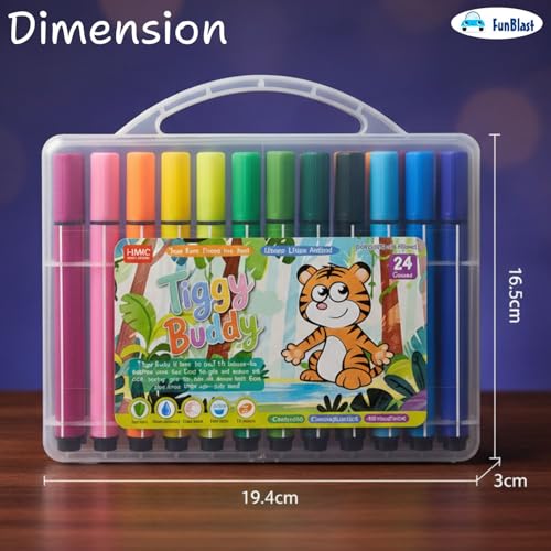 FunBlast Washable Watercolor Pens Set - Colouring Kit Art Markers Colour Sketch Pens Set Kids Artists Sketching Drawing Materials Craft Supplies Return Gift (24 watercolor pen set) - Image 2