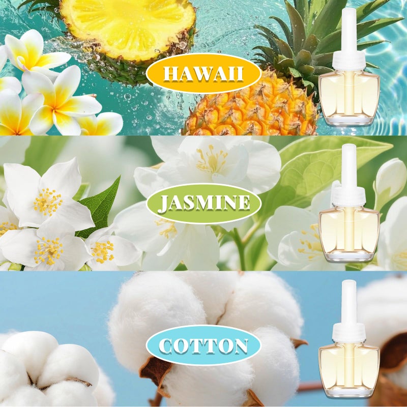 DERDUFT Plug In Air Freshener Refills for Home â€“ Jasmine, Hawaiian, Cotton Scent, 12 Count, 7.92 Fl Oz, Compatible with Air Wick & Glade, Not for Glade Plus, Scented Refill for Home, Bathrooms, Bathroom Use - Image 3