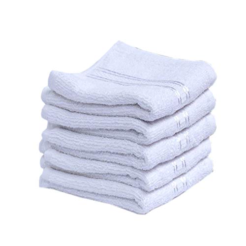 Space Fly SILVERLINE Love Touch Very Soft Fresh Loom 500 GSM 100% Cotton Towel Hanky, Face Towel for Women,10x10 Inch Handkerchiefs (Solid White_5 Pieces) - Image 1