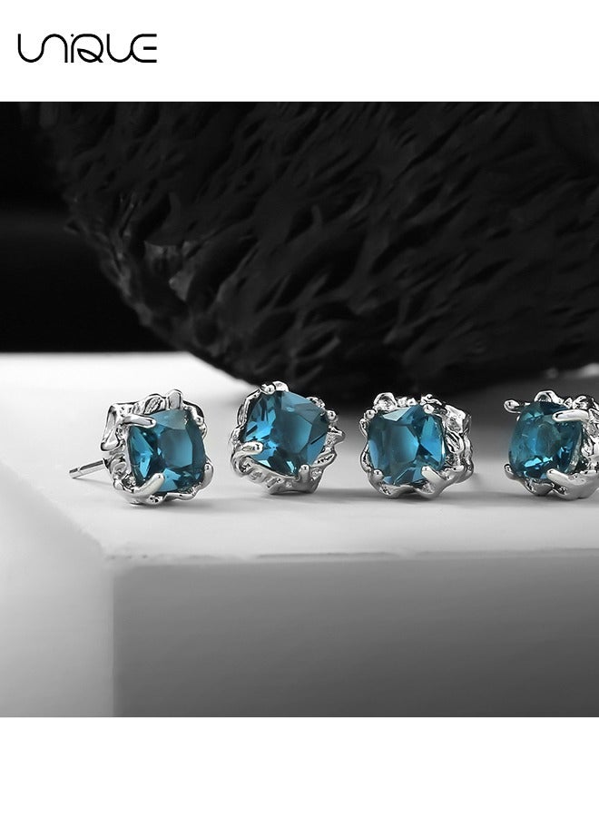 يونيك أقراط - أقراط غير منتظمة - أقراط الحمم المعدنية - أقراط زركون مطعمة - أنيقة وبسيطة وعصرية - هدايا - Image 3