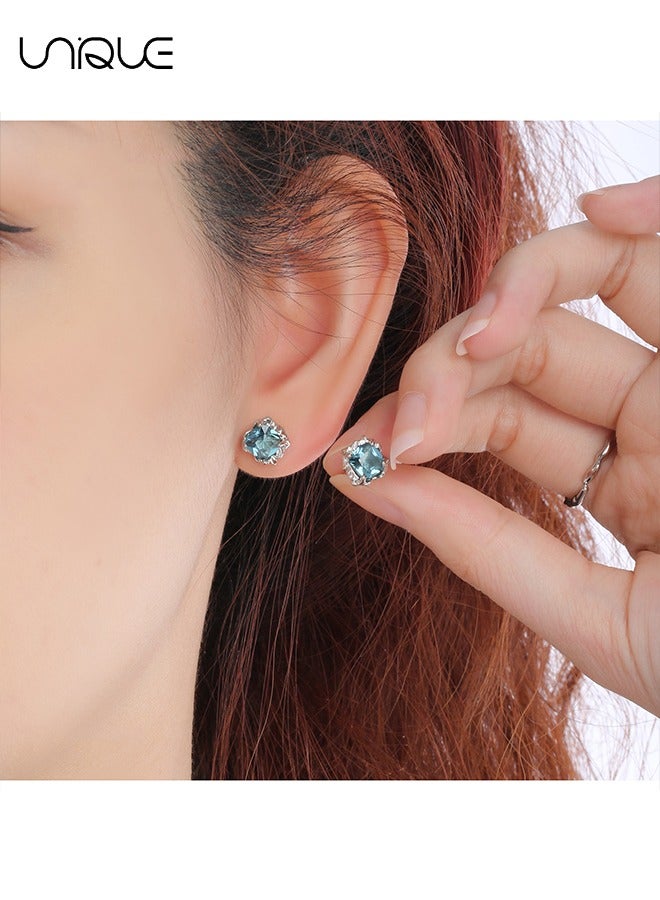 يونيك أقراط - أقراط غير منتظمة - أقراط الحمم المعدنية - أقراط زركون مطعمة - أنيقة وبسيطة وعصرية - هدايا - Image 4