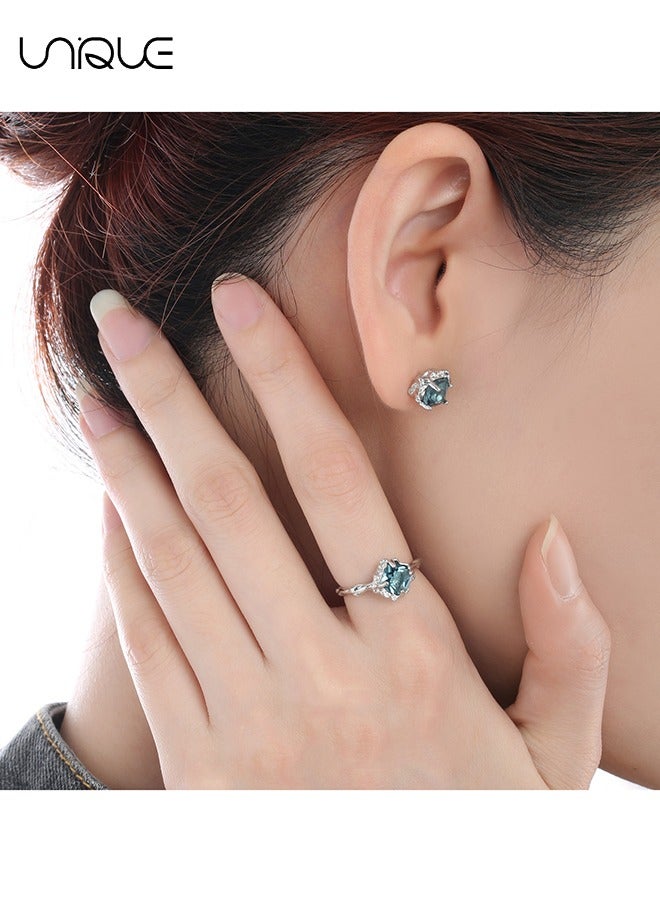 يونيك أقراط - أقراط غير منتظمة - أقراط الحمم المعدنية - أقراط زركون مطعمة - أنيقة وبسيطة وعصرية - هدايا - Image 5