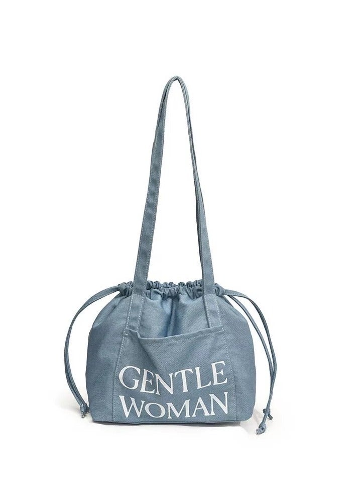 سيدة لطيفة حقيبة قماشية برباط جينز للسيدات، حقيبة كتف قماشية واحدة - Image 1