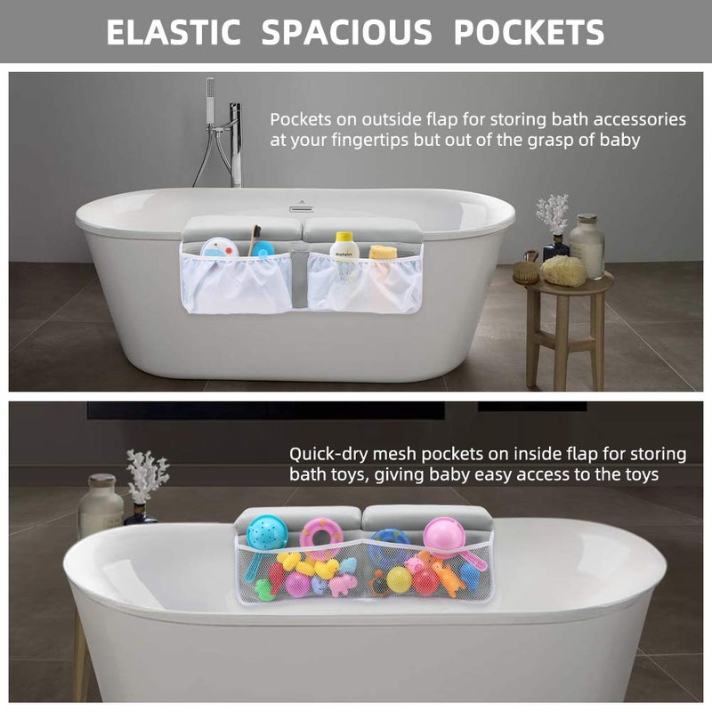 Yalumo Bath Kneeler and Elbow Rest Pad Set for Baby Bathtub, Thick Non-Slip Bathing Kneeling Mat Cushion Quick Drying Bathtub Knee Saver with Arm Support and Pockets for Bathroom Bathing time Comfort, Gray - Image 3