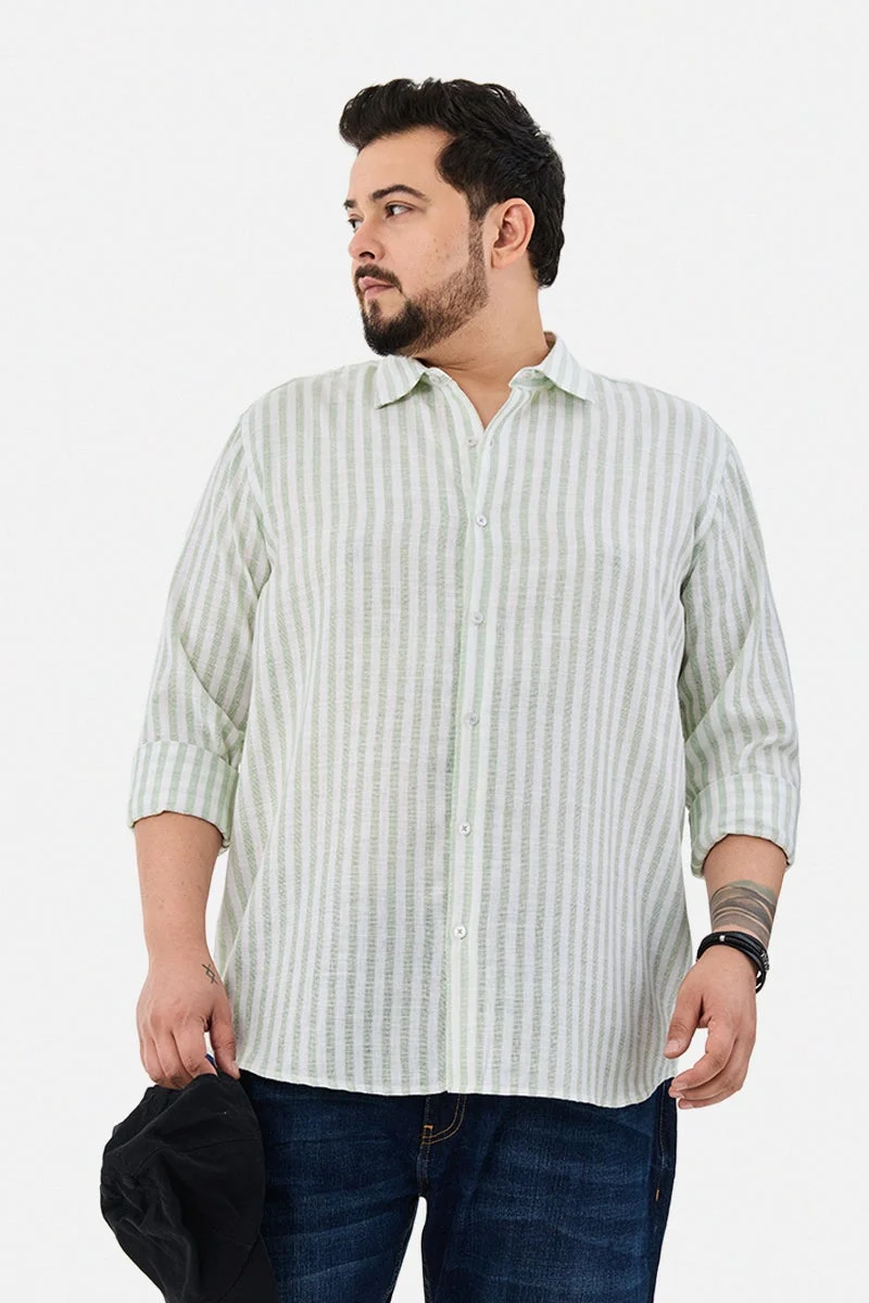 SNITCH Regular Fit Stripes Plus Size Shirt
