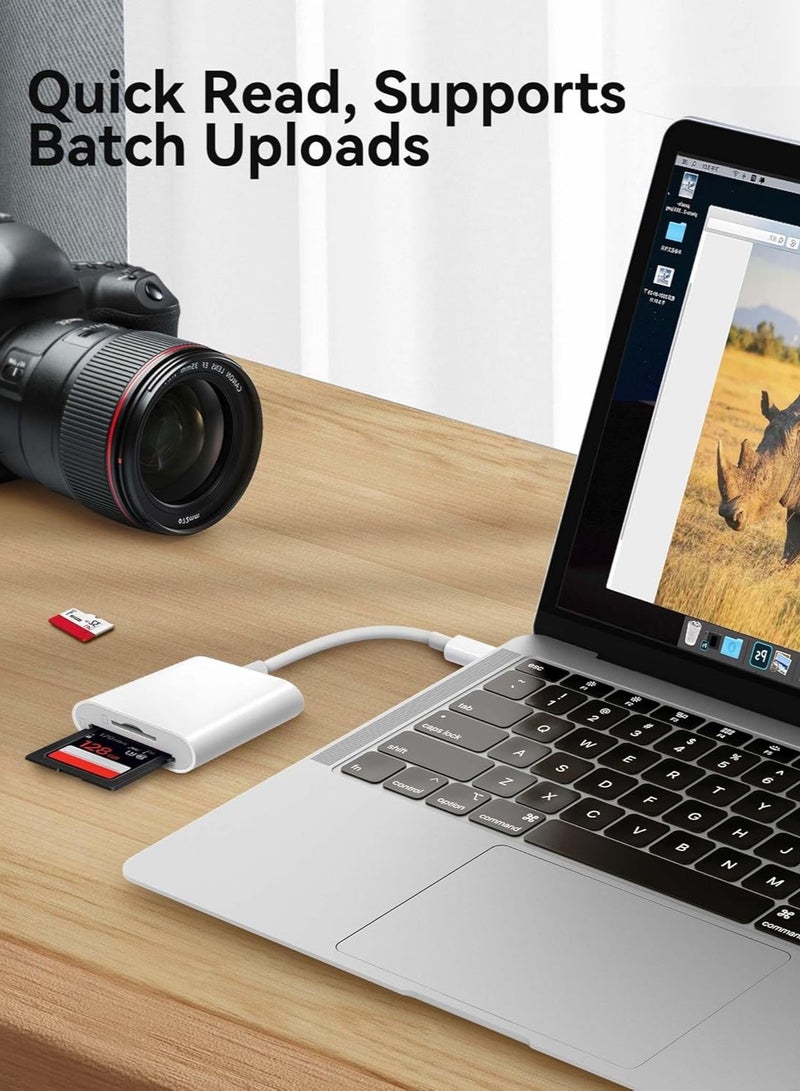 QIRG قارئ بطاقة SD USB C لجهاز iPhone 17/16/15 iPad/MacBook/Mac، قارئ SD من نوع USB-C يدعم محول بطاقة الذاكرة SD وMicroSD، كاميرا تجريبية - Image 4