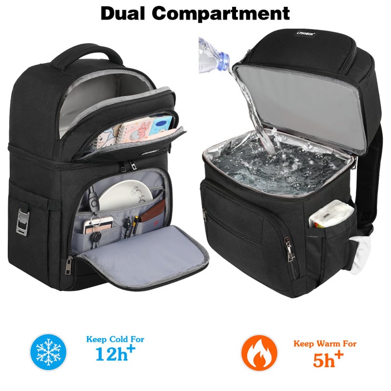 LTINVECK Cooler Backpack,Insulated Backpack Cooler Leakproof Double Deck Cooler Bag for Men Women RFID Lunch Backpack - Image 2
