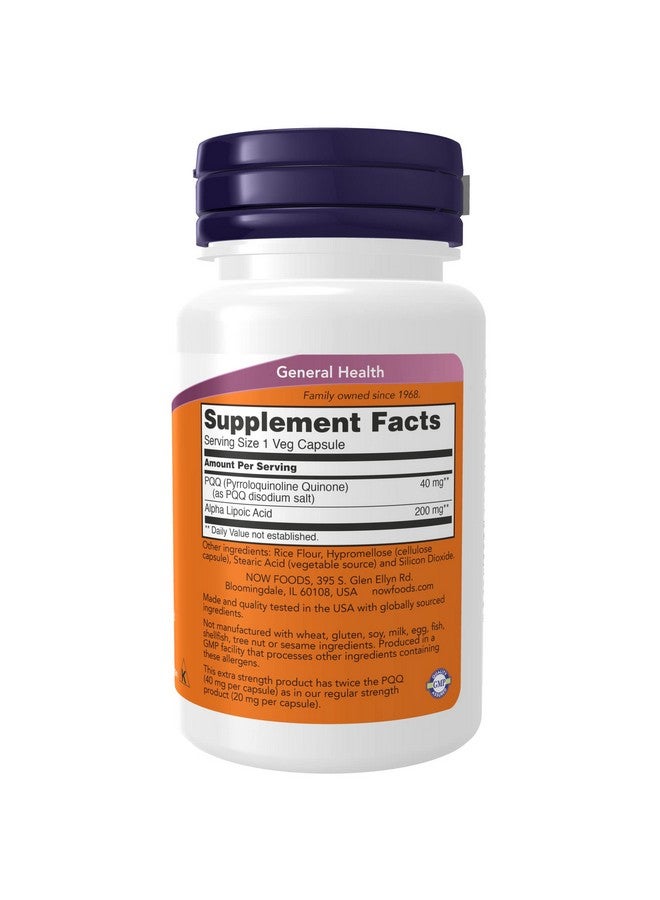 now Supplements Pqq 40 Mg With 200 Mg Alpha Lipoic Acid Extra Strength 50 Veg Capsules - Image 3
