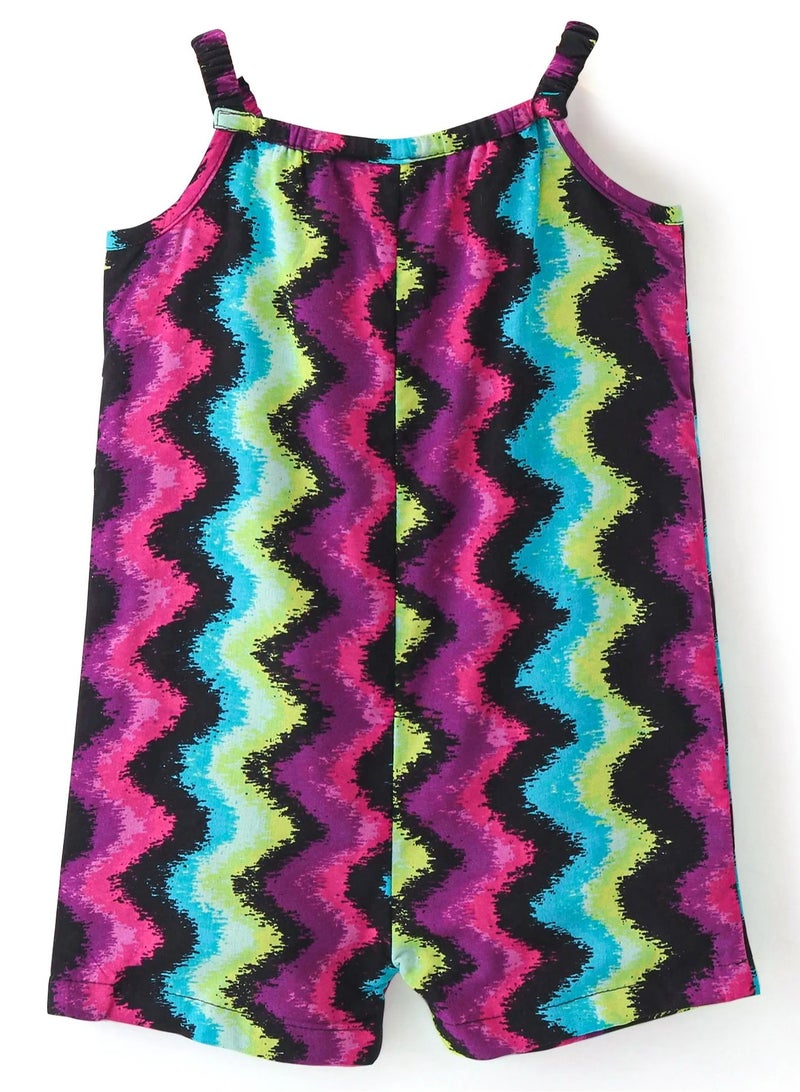 Bonfino Bonfino Viscose Sleeveless Jumpsuits With Waves Print - Black & Green  - Image 2