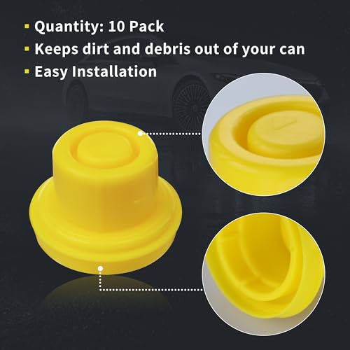 Mapleza Professional Top Hat Blitz Gas Can Cap, Yellow - Universal Spout Replacement with Venting for 1 & 2 Gallon Gasoline Can, Pack of 10 - Image 4