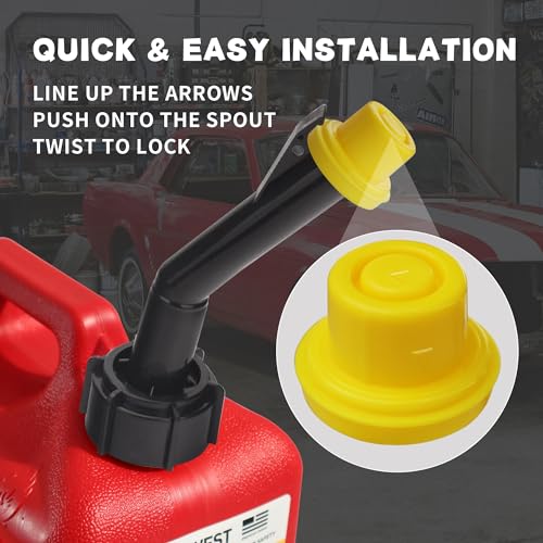 Mapleza Professional Top Hat Blitz Gas Can Cap, Yellow - Universal Spout Replacement with Venting for 1 & 2 Gallon Gasoline Can, Pack of 10 - Image 5