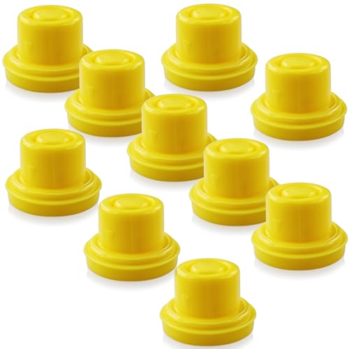 Mapleza Professional Top Hat Blitz Gas Can Cap, Yellow - Universal Spout Replacement with Venting for 1 & 2 Gallon Gasoline Can, Pack of 10 - Image 1