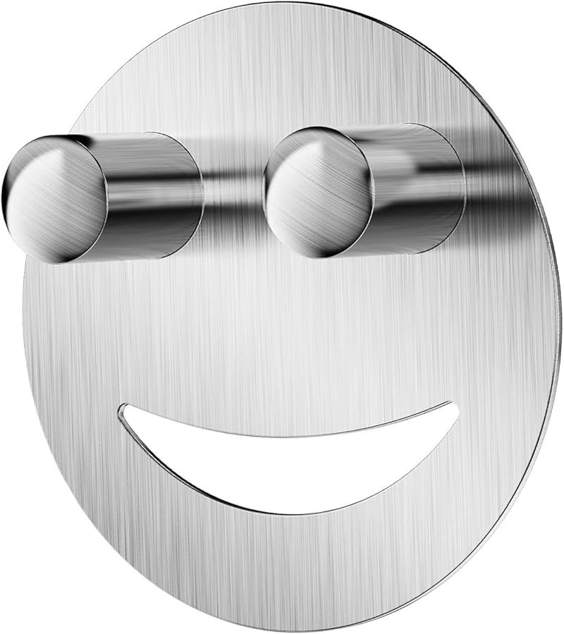 Stainless Steel Smiling Face Sponge Hook Wall Mounted Bathroom Kitchen Organizer - Image 2