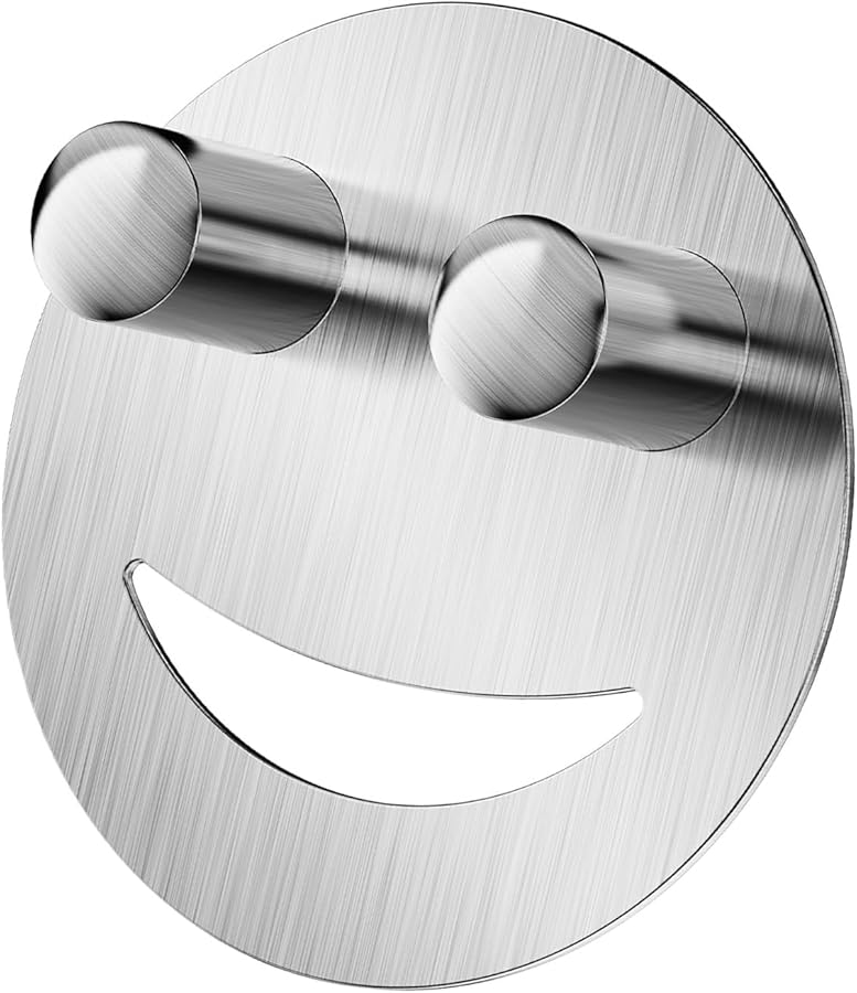 Stainless Steel Smiling Face Sponge Hook Wall Mounted Bathroom Kitchen Organizer - Image 4