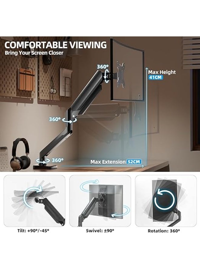 ذراع حامل شاشة مزود بنظام زنبرك غاز – يناسب شاشات من 19 إلى 32 بوصة – يتحمل وزن من 2 إلى 10 كجم – قابل لضبط الارتفاع والإمالة بسهولة - Image 3