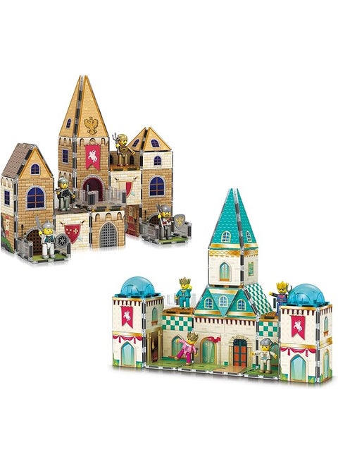 70Pc Middle Age Medieval And Castle Theme Tile 2In1 8 Character Action Figures Magnet Tiles Building Block Pretend Magnetic Play Fine Motor Skill Stem Educational Construction Age3 Plus Ptq01