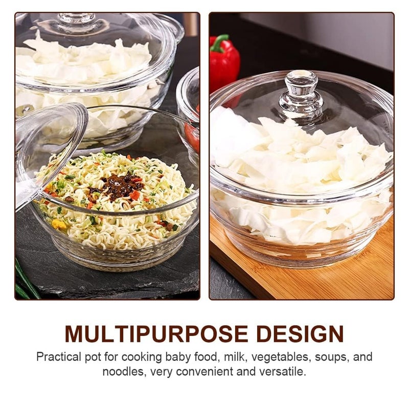 BHTHIM Glass Casserole with lid Food Serving Bowl with lid Oven Microwave Safe 1 Liter - Image 4