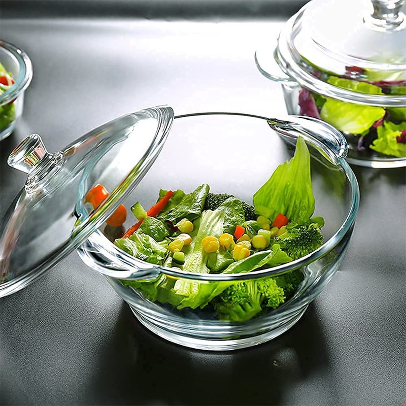BHTHIM Glass Casserole with lid Food Serving Bowl with lid Oven Microwave Safe 1 Liter - Image 1
