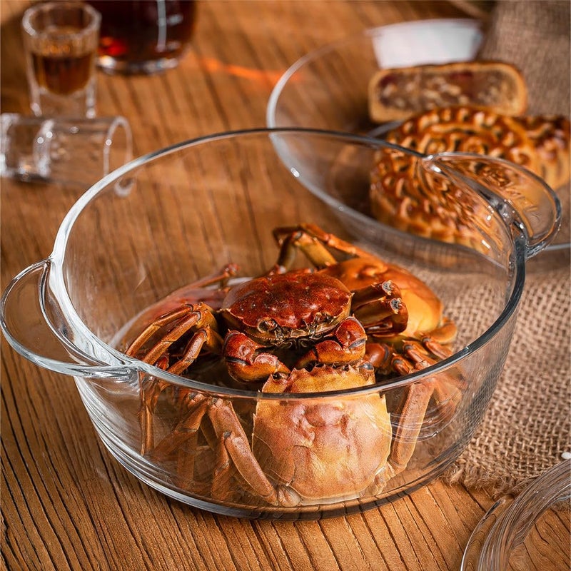 BHTHIM Glass Casserole with lid Food Serving Bowl with lid Oven Microwave Safe 1 Liter - Image 3