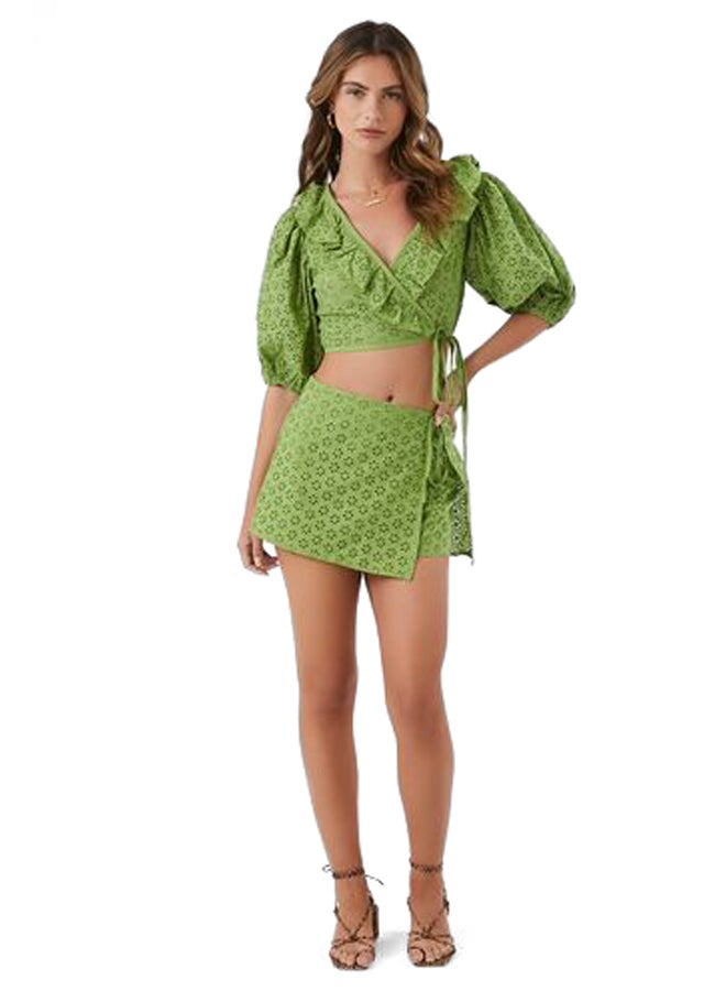 FOREVER 21 Floral Eyelet Mini Wrap Skort  - Image 5