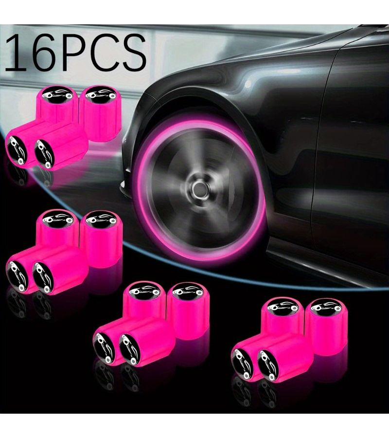 16 Pack Fluorescent Tire Valve Stem Caps Luminous Wheels Universal Car Gifts - Image 3
