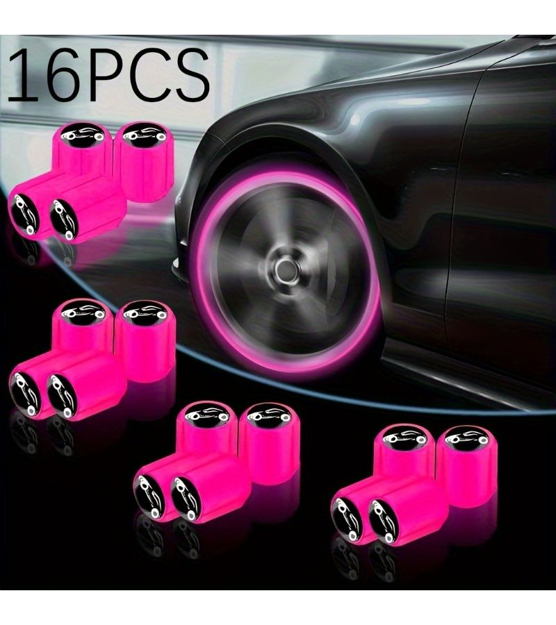 16 Pack Fluorescent Tire Valve Stem Caps Luminous Wheels Universal Car Gifts - Image 1