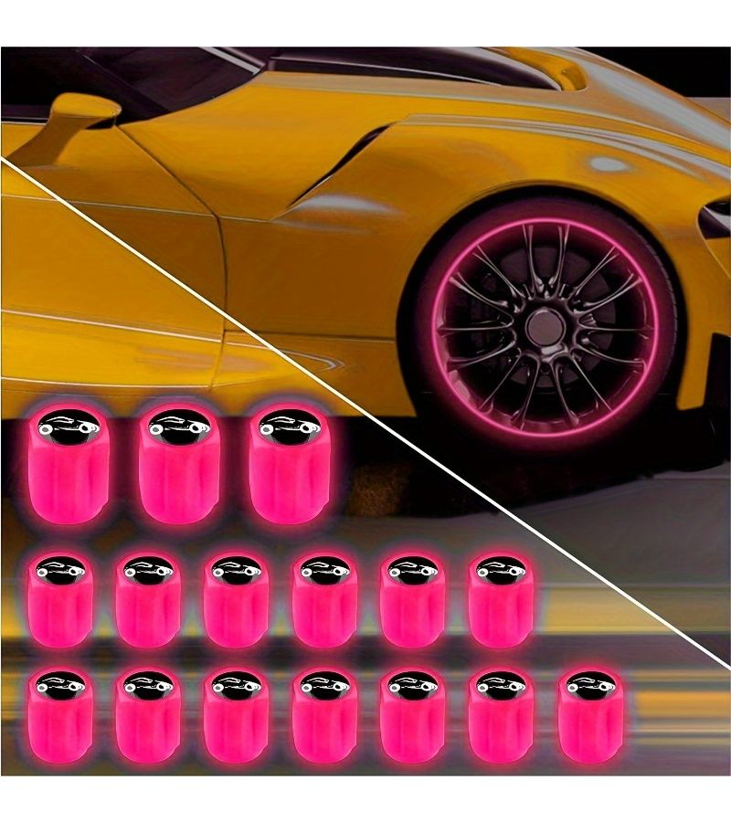 16 Pack Fluorescent Tire Valve Stem Caps Luminous Wheels Universal Car Gifts - Image 4
