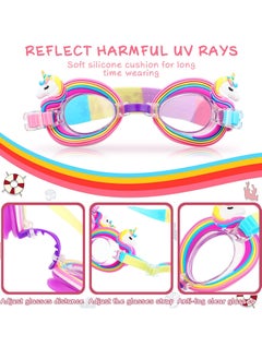 SYOSI Children's Swimming Set, 5 Sets of Children's Silicone Swimming Cap Swimming Goggles Glasses Nose Clip Ear Plugs Cartoon Pink Girls Underwater Glasses Goggles for Children Age 3-12 Years  - Image 4