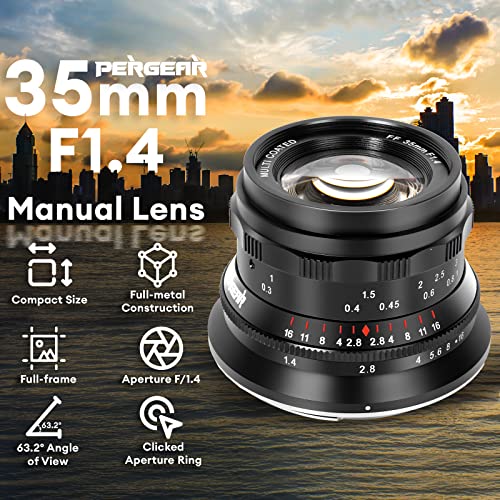 PERGEAR 35mm F14 FullFrame Manual Focus Lens Compatible with FullFrame LMount Mirrorless Cameras T TL TL2 CL DCS5 DCS1H DCS1R DCS1 DCBS1H an fp fpL Black - Image 3