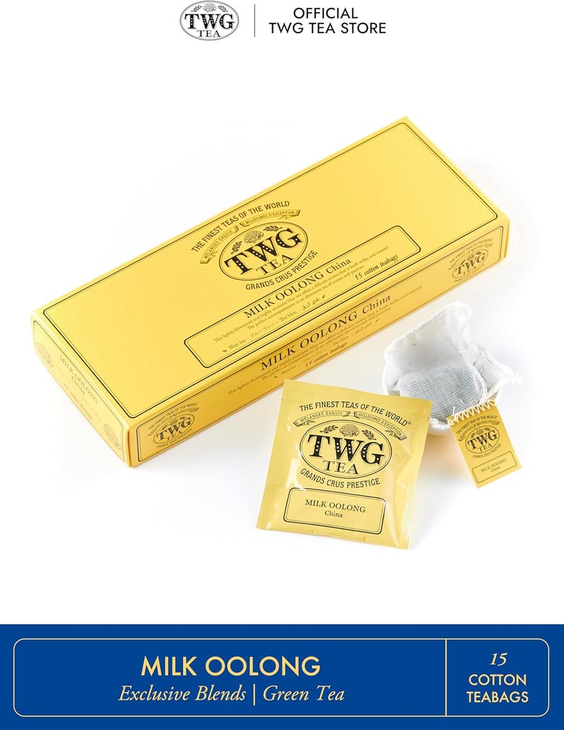 TWG مجموعة هدايا شاي أولونغ بالحليب من TWG - شاي أولونغ بالحليب المحمص مع 15 كيس شاي قطن مخيط يدويًا - Image 5