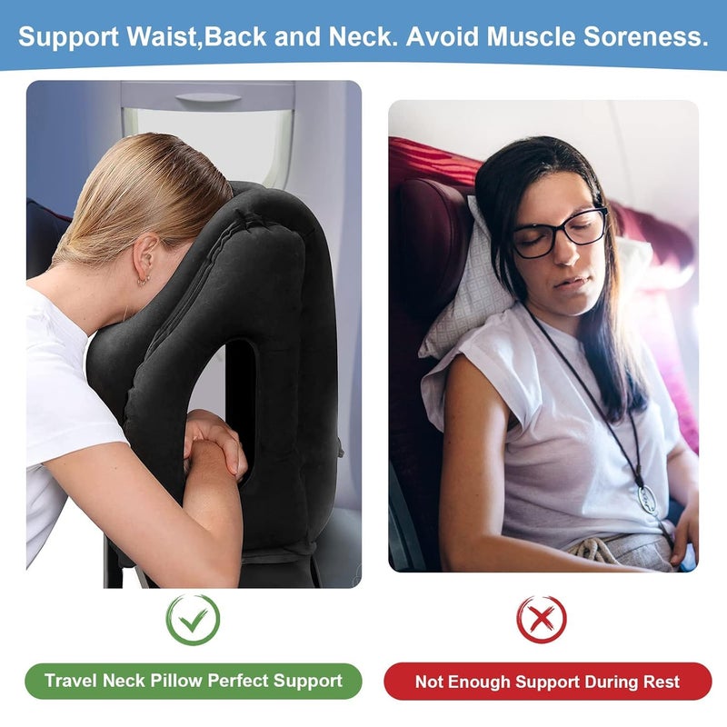 ONTRIP ONTRIP Inflatable Travel Pillow, Airplane Neck Pillow for Traveling, Travel Pillow with Storage Bag, Avoid Neck Shoulder Pain, Sleeping Cushion for Airplane Bus Car Train Office, Easy to Carry (Cream) - Image 4