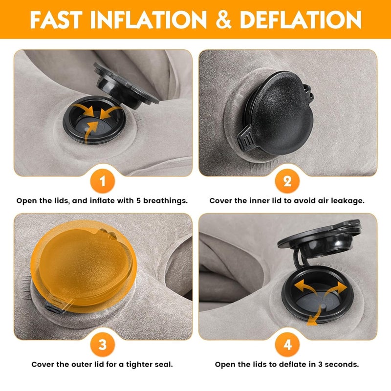 ONTRIP ONTRIP Inflatable Travel Pillow, Airplane Neck Pillow for Traveling, Travel Pillow with Storage Bag, Avoid Neck Shoulder Pain, Sleeping Cushion for Airplane Bus Car Train Office, Easy to Carry (Cream) - Image 5