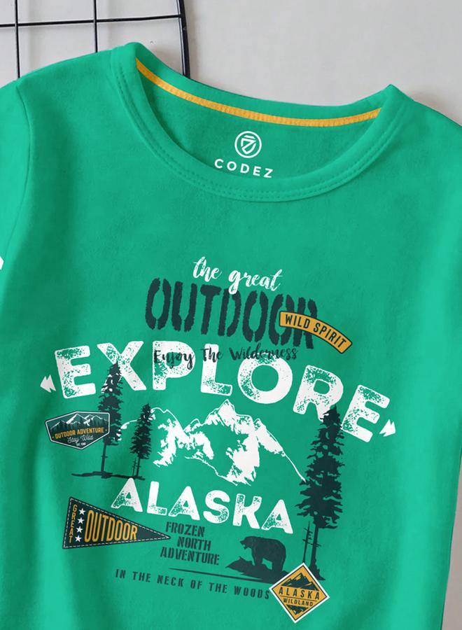 كوديز تيشيرت أطفال بطبعة جرافيك خضراء - Image 3