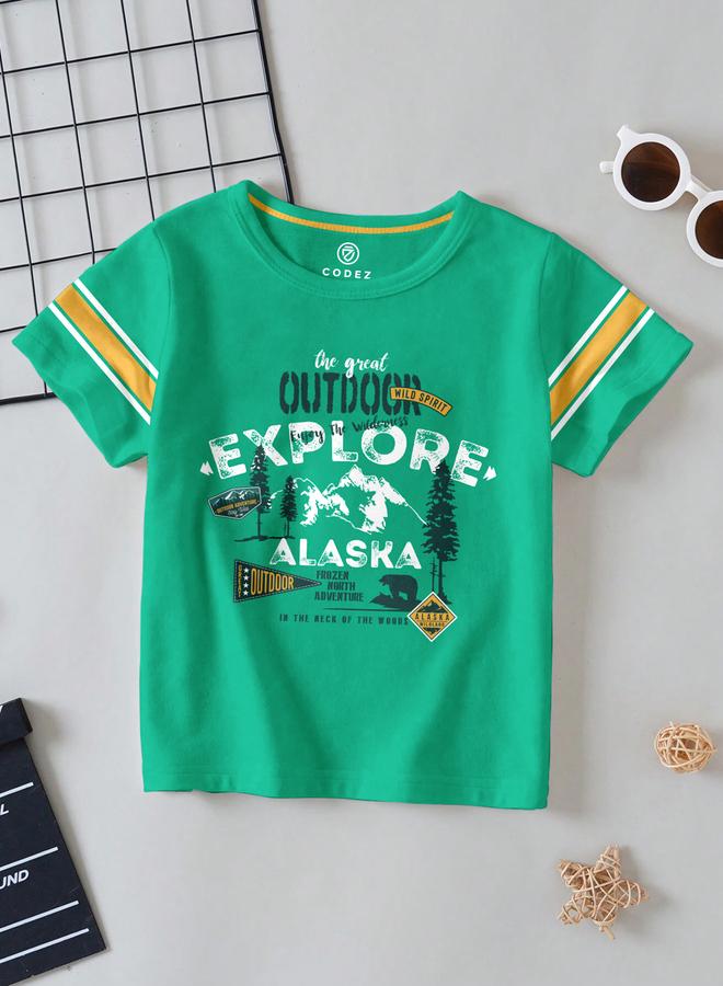 كوديز تيشيرت أطفال بطبعة جرافيك خضراء - Image 1