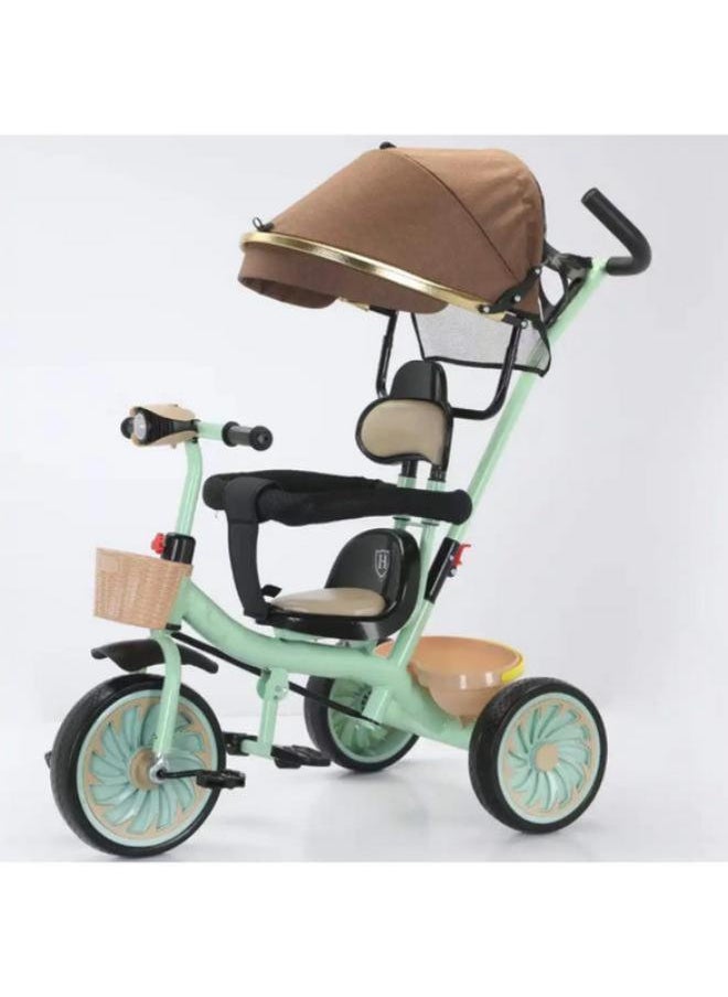 Mini stroller, 2*1 wheel, footrest, wheel pedal ,Umbrellas for protection from the sun,The headlight is shining and playing different music ,Sat in front and behind,Rear shield for control by parents,Padded chair and back